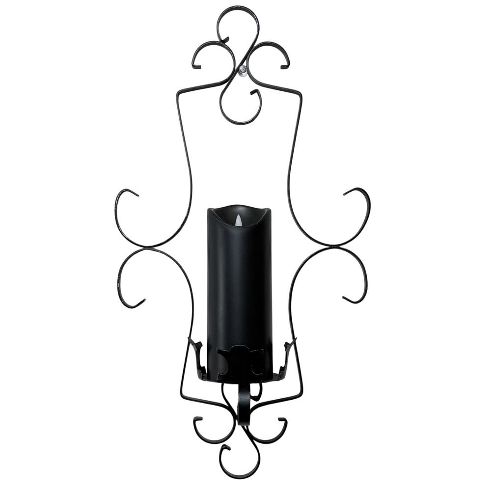 Gothic Spanish Revival Wrought Iron Wall Sconce Candle Holder 9” x 16.5”
